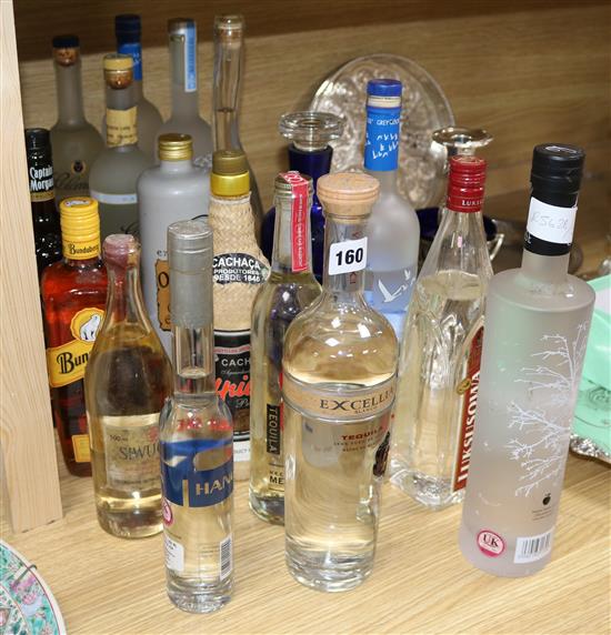 Box Mixed Spirits to include Uluvka, Vodka, Grey Goose Vodka, Excellia Tequila and Clement Rum, some opened.